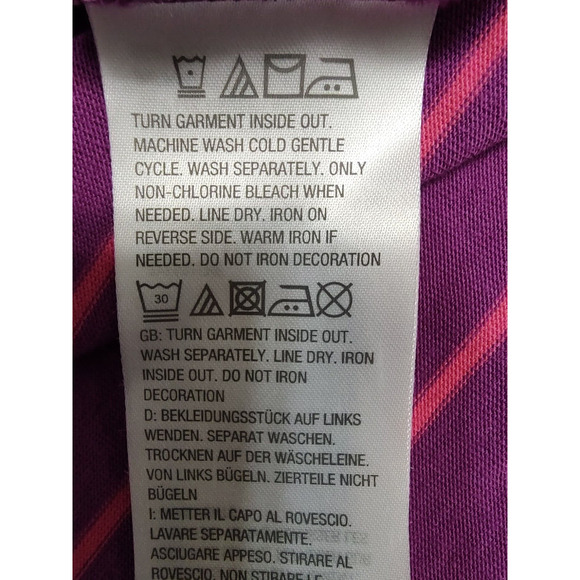 Bob Mackie Wearable Art Women's Purple Pink Stripped Tunic Pullover Size Medium - Picture 5 of 5